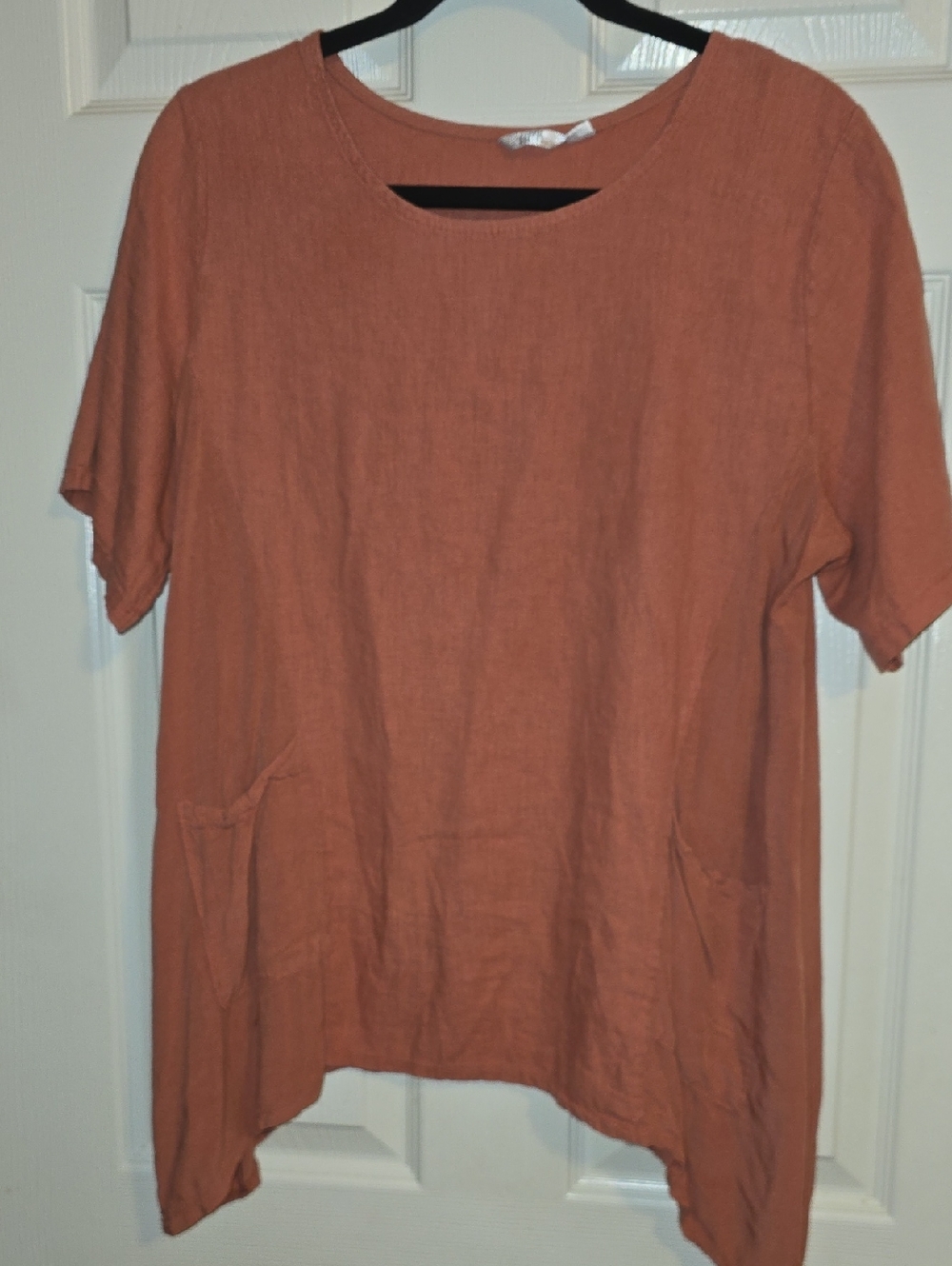 Kaktus Rust Orange Linen Short Sleeve Tunic